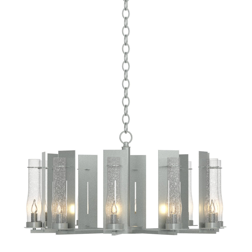 Hubbardton Forge - Ten Light Chandelier - New Town - Vintage Platinum- Union Lighting Luminaires Decor