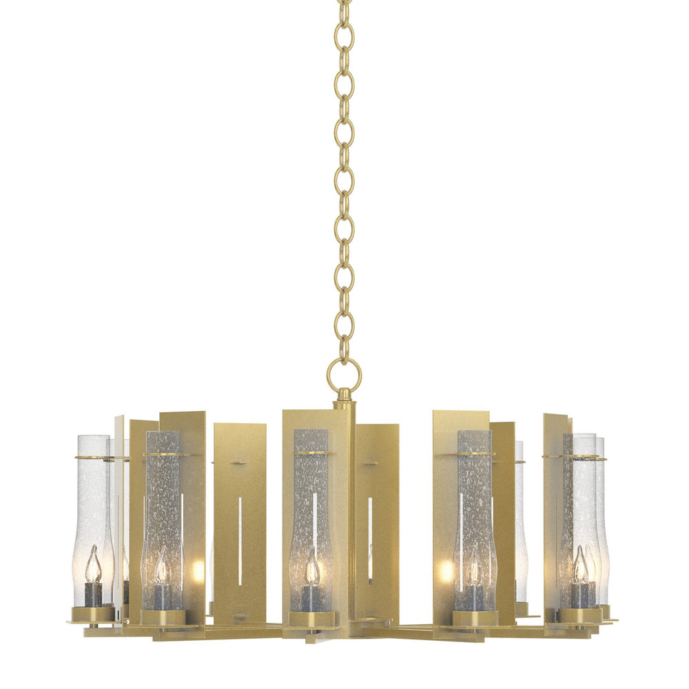 Hubbardton Forge - Ten Light Chandelier - New Town - Modern Brass- Union Lighting Luminaires Decor