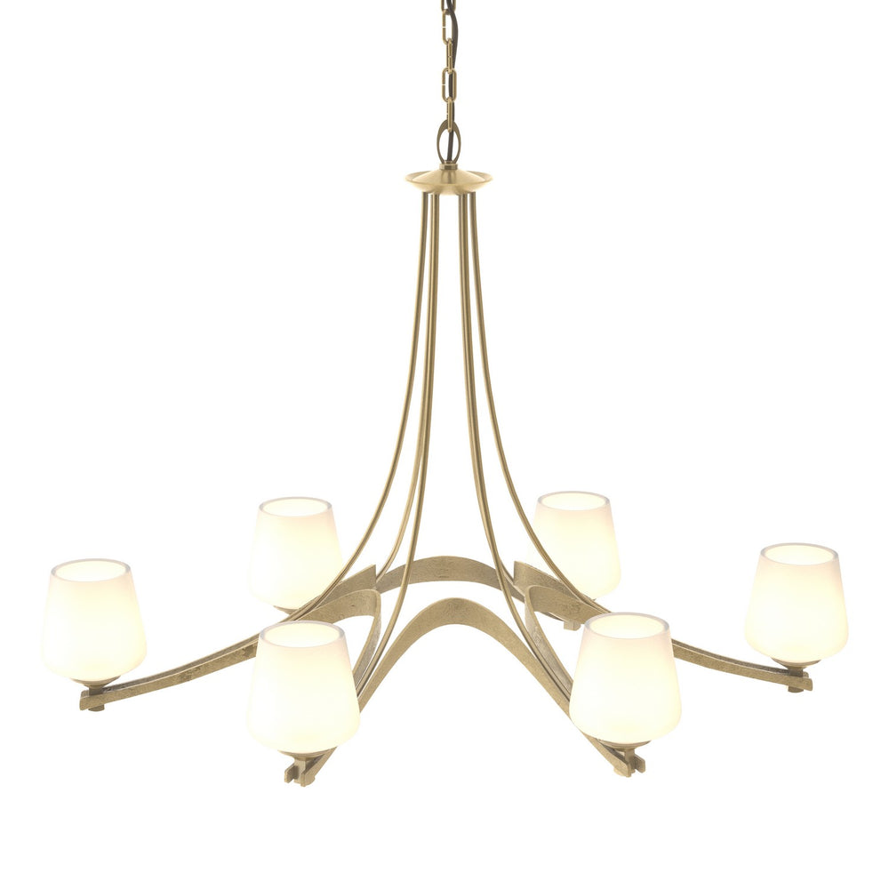 Hubbardton Forge - Six Light Chandelier - Ribbon - Modern Brass- Union Lighting Luminaires Decor