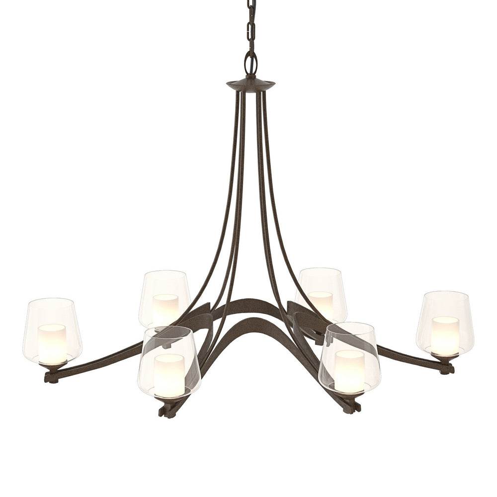 Hubbardton Forge - Six Light Chandelier - Ribbon - Bronze- Union Lighting Luminaires Decor