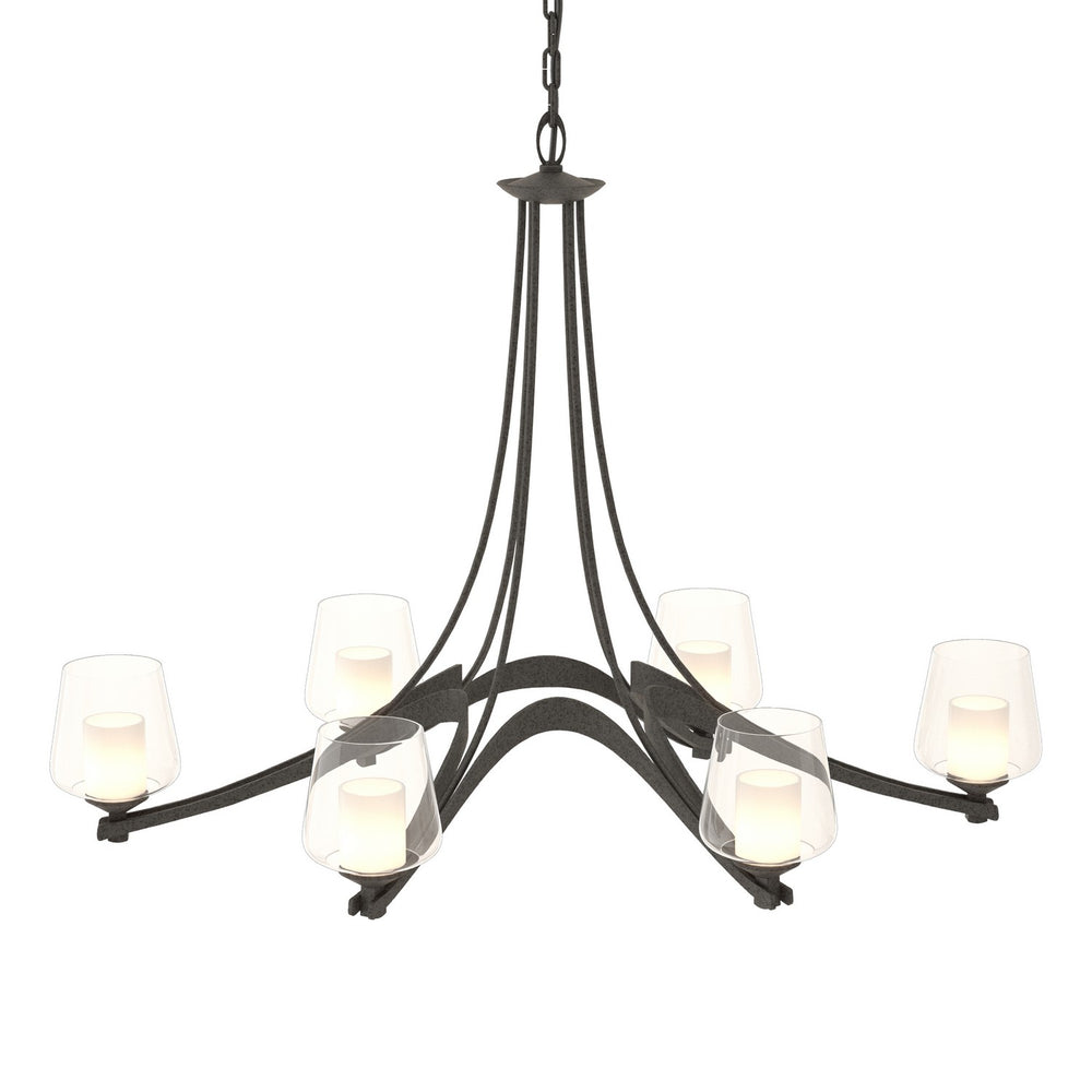 Hubbardton Forge - Six Light Chandelier - Ribbon - Natural Iron- Union Lighting Luminaires Decor