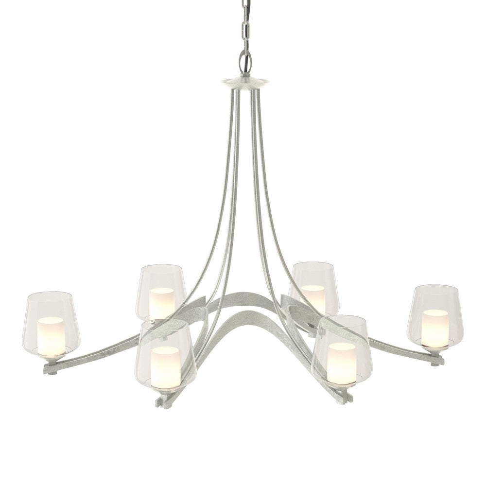 Hubbardton Forge - Six Light Chandelier - Ribbon - Vintage Platinum- Union Lighting Luminaires Decor
