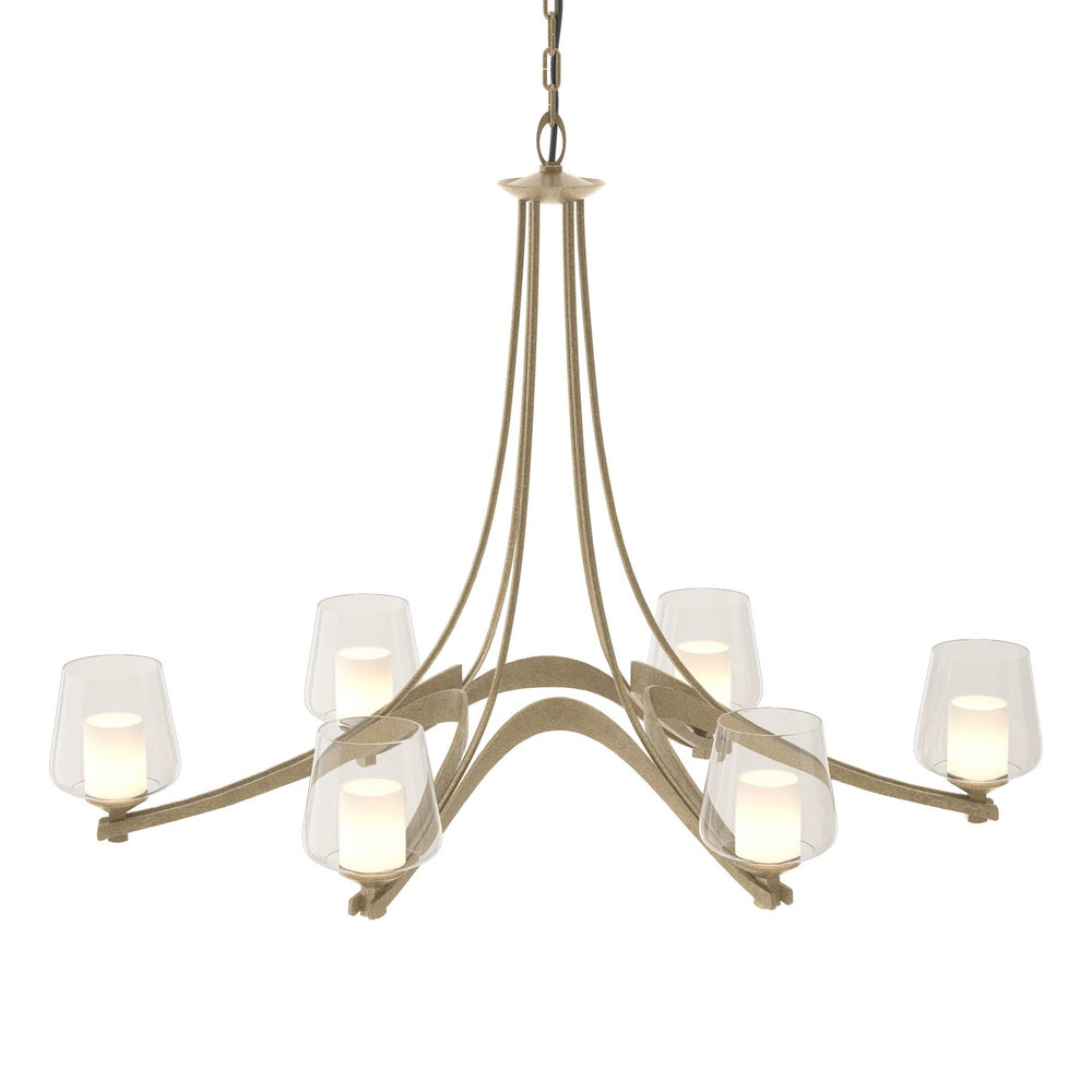 Hubbardton Forge - Six Light Chandelier - Ribbon - Soft Gold- Union Lighting Luminaires Decor