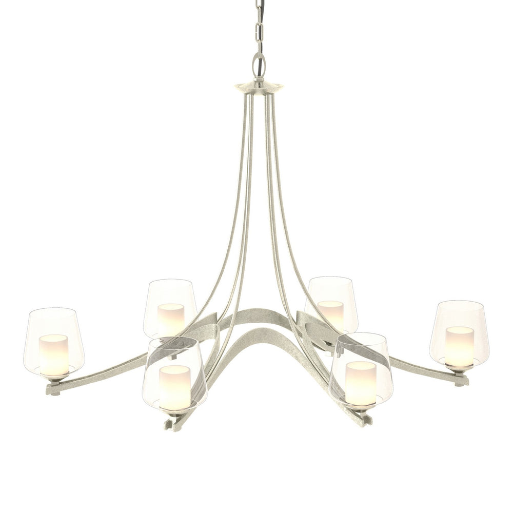 Hubbardton Forge - Six Light Chandelier - Ribbon - Sterling- Union Lighting Luminaires Decor