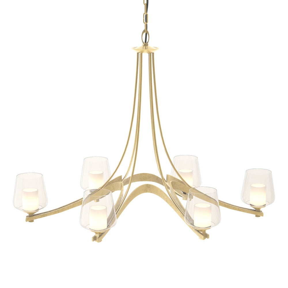 Hubbardton Forge - Six Light Chandelier - Ribbon - Modern Brass- Union Lighting Luminaires Decor