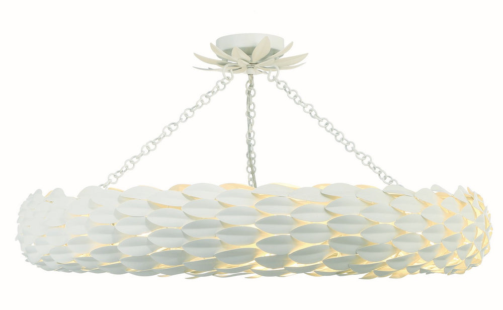 Crystorama - Eight Light Semi Flush Mount - Broche - Matte White- Union Lighting Luminaires Decor