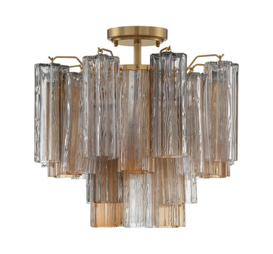Crystorama - Four Light Semi Flush Mount - Addis - Aged Brass- Union Lighting Luminaires Decor