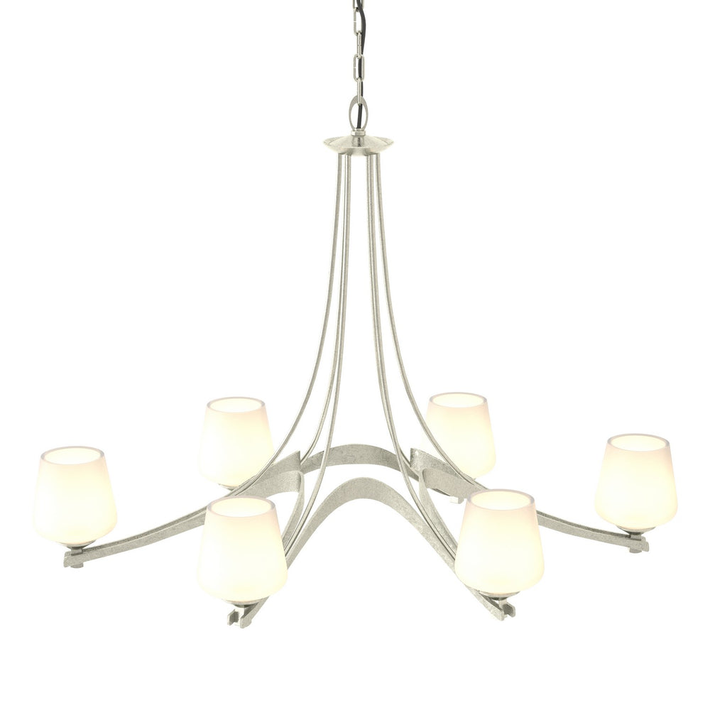 Hubbardton Forge - Six Light Chandelier - Ribbon - Sterling- Union Lighting Luminaires Decor