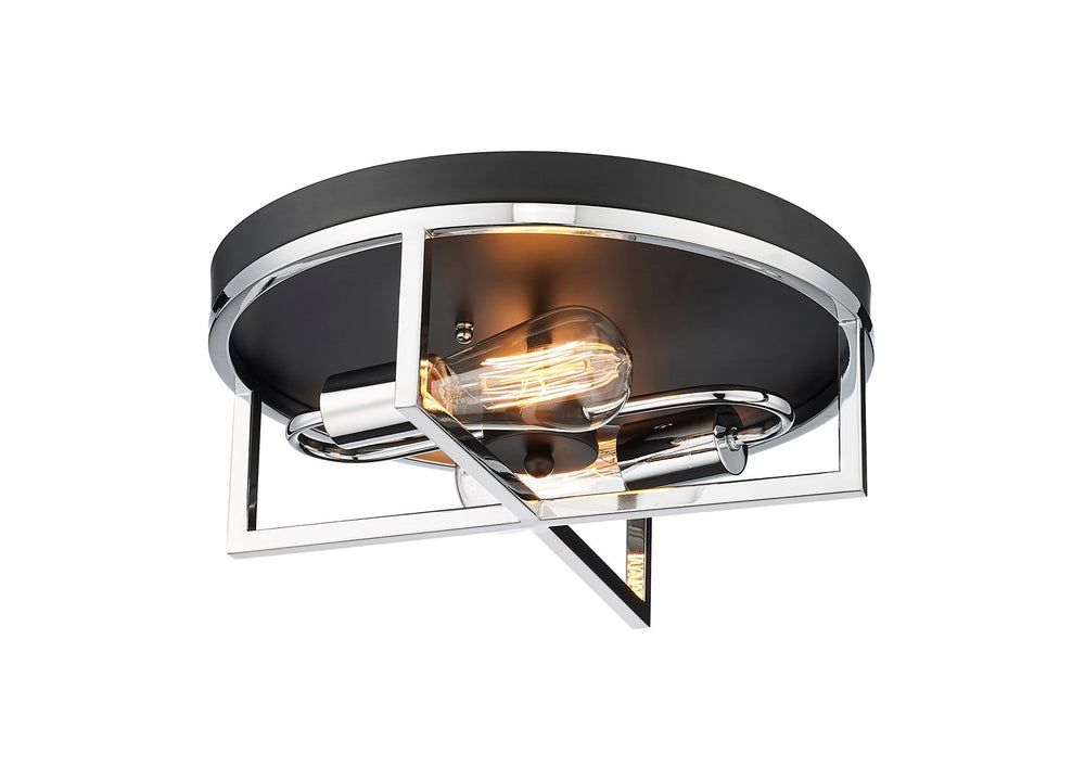 Bethel International Canada - Two Light Flush Mount - Black & Chrome- Union Lighting Luminaires Decor