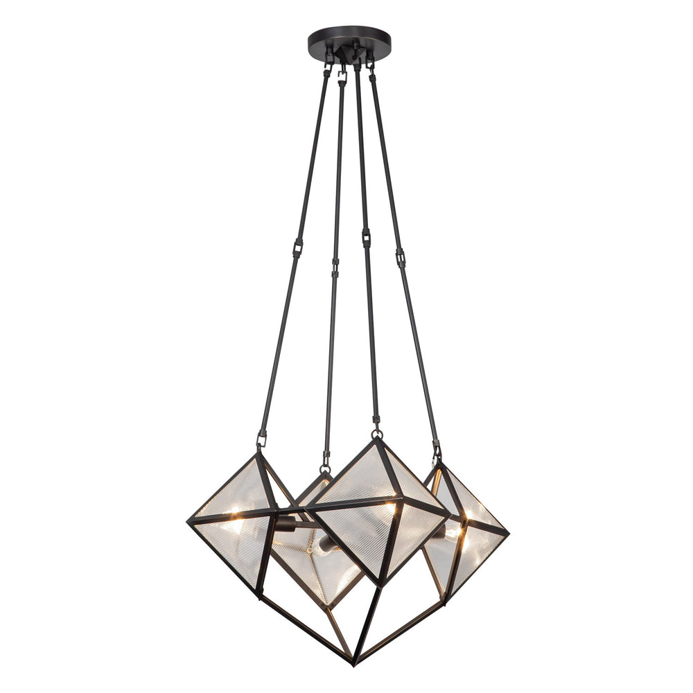 Alora Canada - Four Light Chandelier - Cairo - Ribbed Glass/Urban Bronze- Union Lighting Luminaires Decor