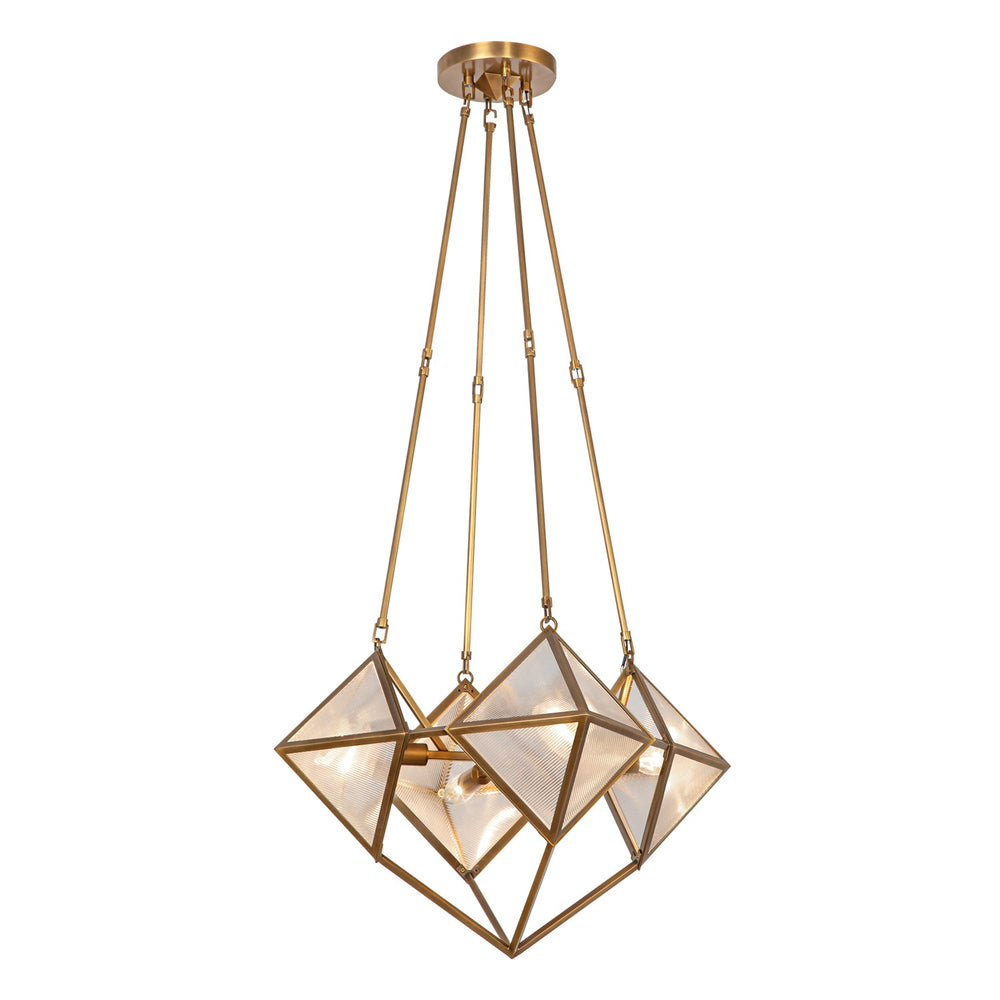 Alora Canada - Four Light Chandelier - Cairo - Ribbed Glass/Vintage Brass- Union Lighting Luminaires Decor