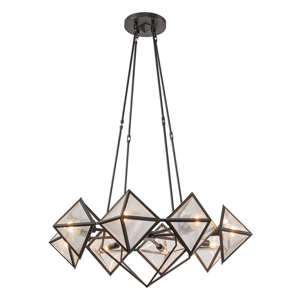 Alora Canada - Eight Light Chandelier - Cairo - Ribbed Glass/Urban Bronze- Union Lighting Luminaires Decor