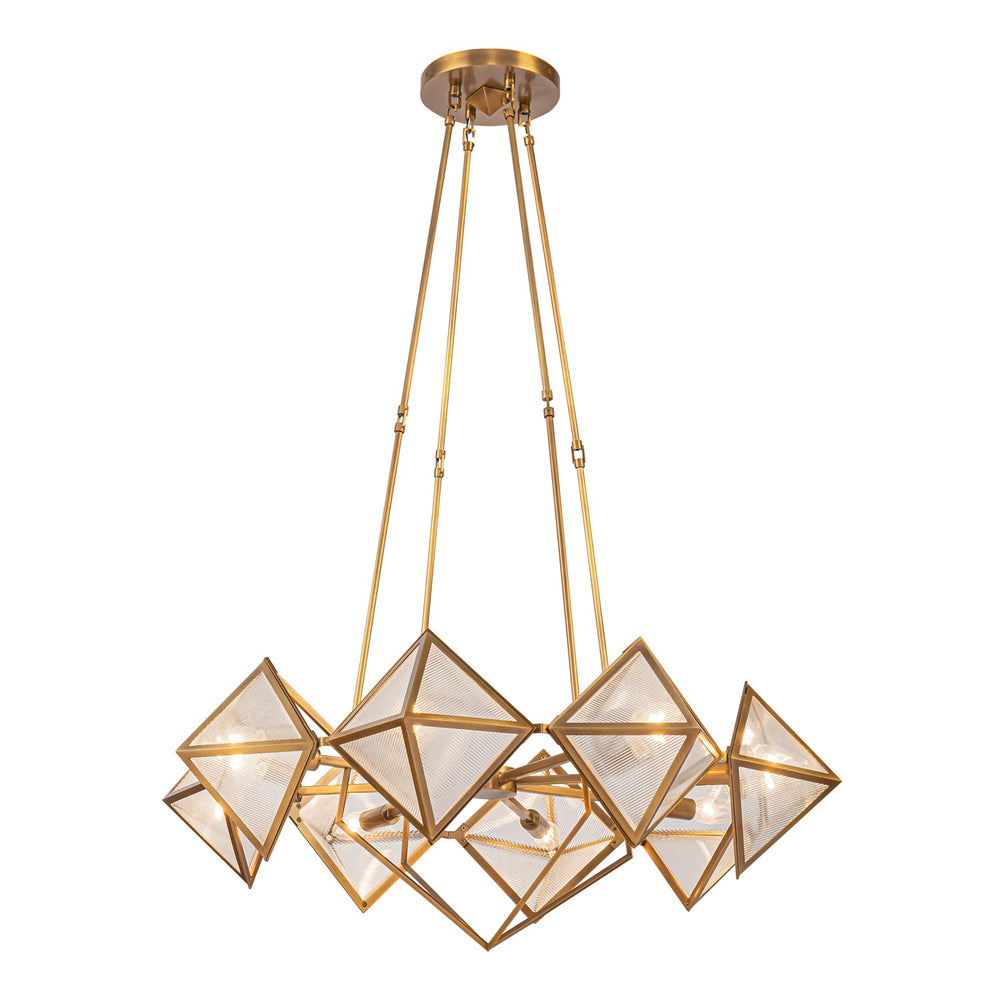 Alora Canada - Eight Light Chandelier - Cairo - Ribbed Glass/Vintage Brass- Union Lighting Luminaires Decor