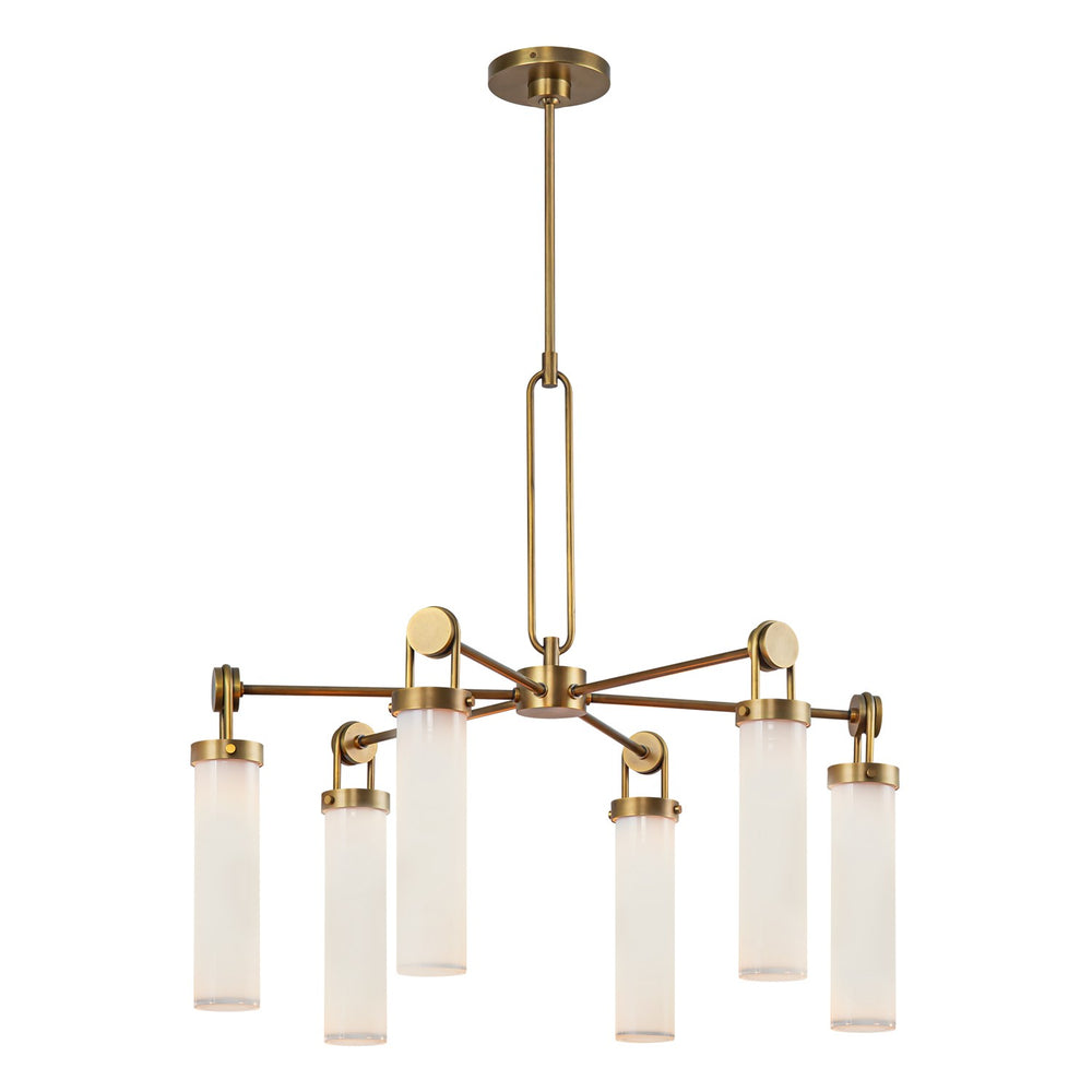 Alora Canada - Six Light Chandelier - Wynwood - Vintage Brass/Glossy Opal- Union Lighting Luminaires Decor