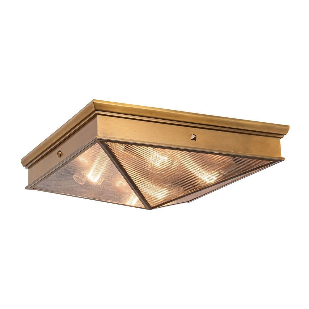 Alora Canada - Four Light Flush Mount - Cairo - Ribbed Glass/Vintage Brass- Union Lighting Luminaires Decor