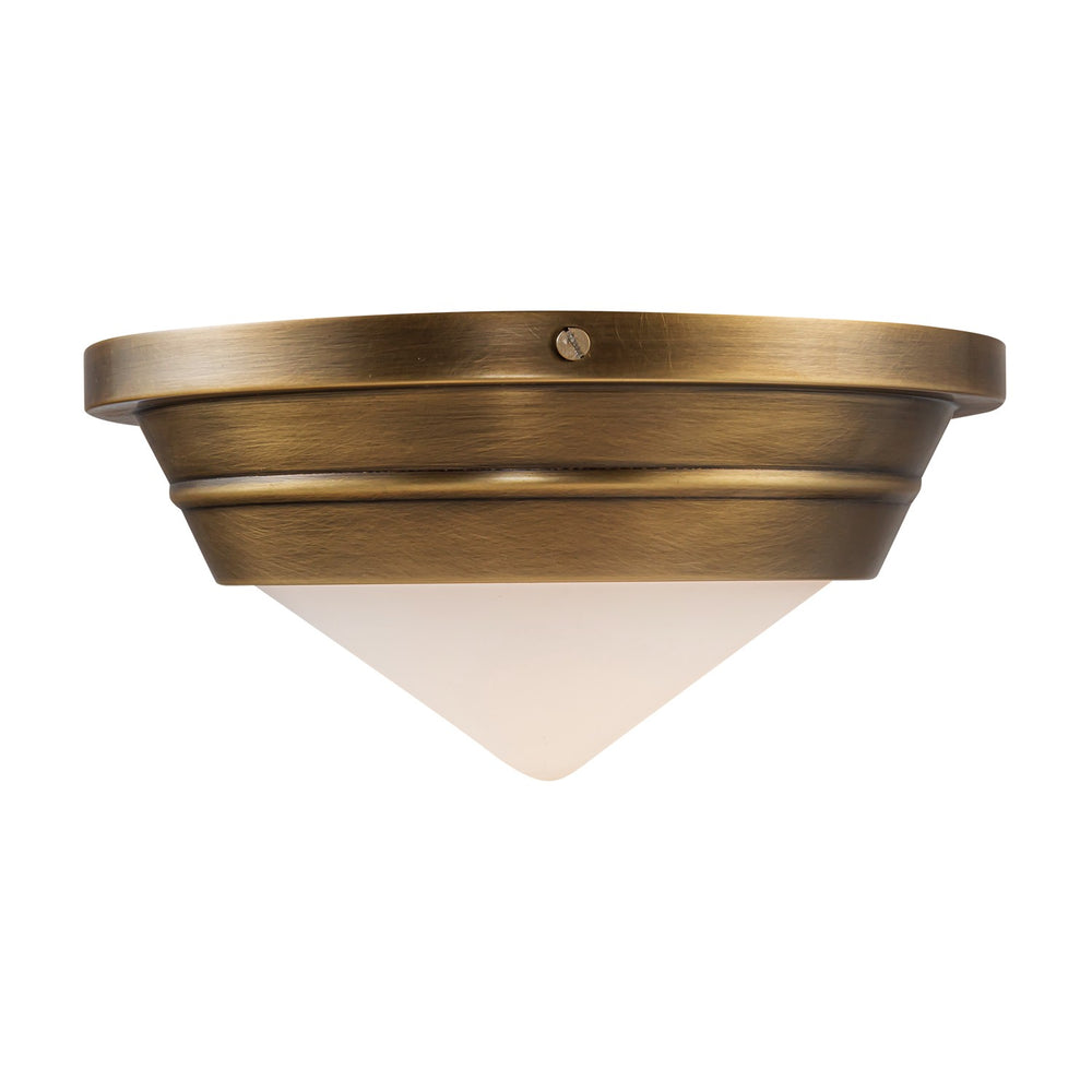 Alora Canada - One Light Flush Mount - Willard - Vintage Brass/Opal Matte Glass- Union Lighting Luminaires Decor