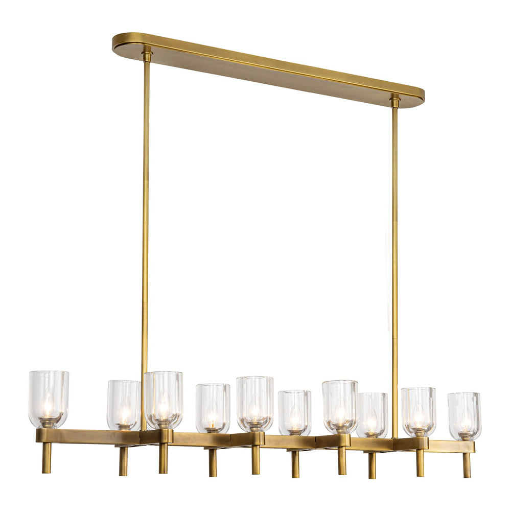 Alora Canada - Ten Light Linear Pendant - Lucian - Vintage Brass/Clear Crystal- Union Lighting Luminaires Decor