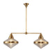Alora Canada - Two Light Linear Pendant - Willard - Vintage Brass/Prismatic Glass- Union Lighting Luminaires Decor