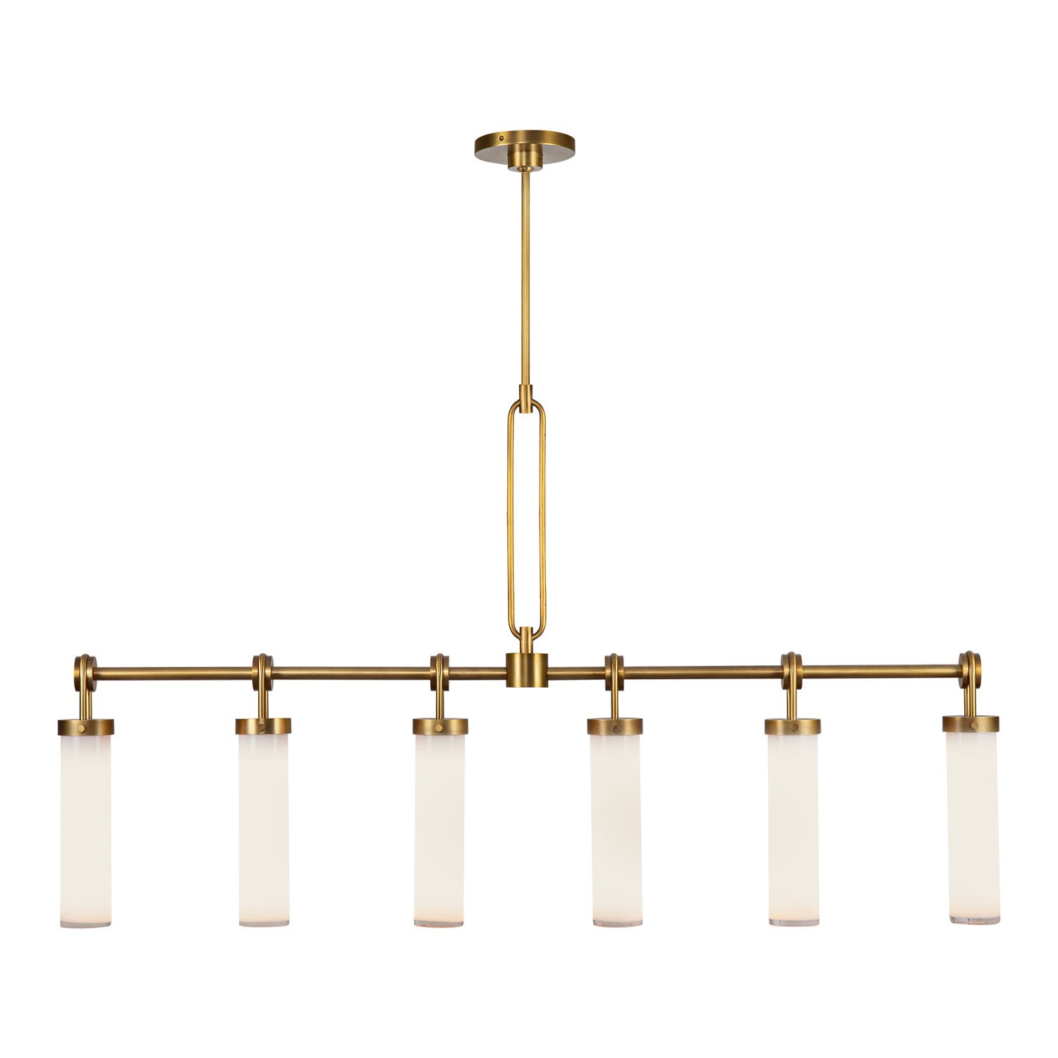 Alora Canada - Six Light Linear Pendant - Wynwood - Vintage Brass/Glossy Opal- Union Lighting Luminaires Decor