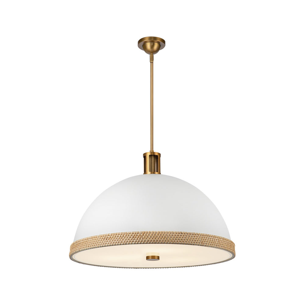 Alora Canada - Three Light Pendant - Doral - Matte White/Vintage Brass- Union Lighting Luminaires Decor
