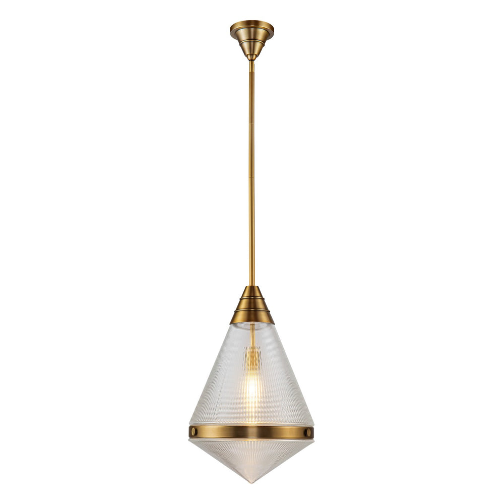 Alora Canada - One Light Pendant - Willard - Vintage Brass/Prismatic Glass- Union Lighting Luminaires Decor