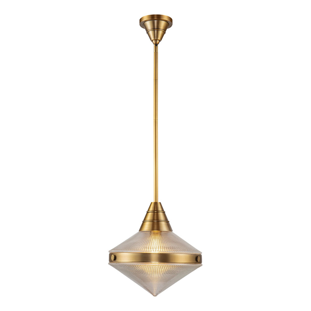 Alora Canada - One Light Pendant - Willard - Vintage Brass/Prismatic Glass- Union Lighting Luminaires Decor