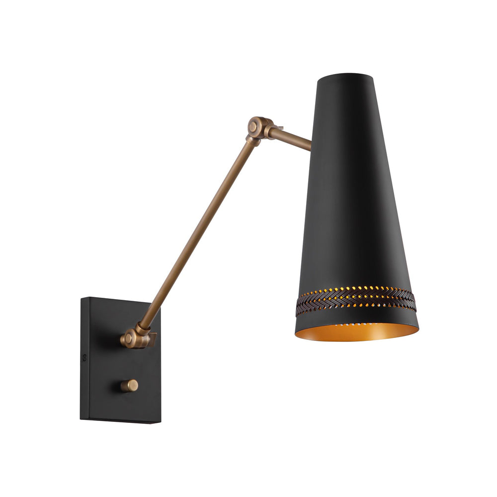 Alora Canada - One Light Wall Sconce - Brickell - Matte Black/Hazelnut Leather- Union Lighting Luminaires Decor