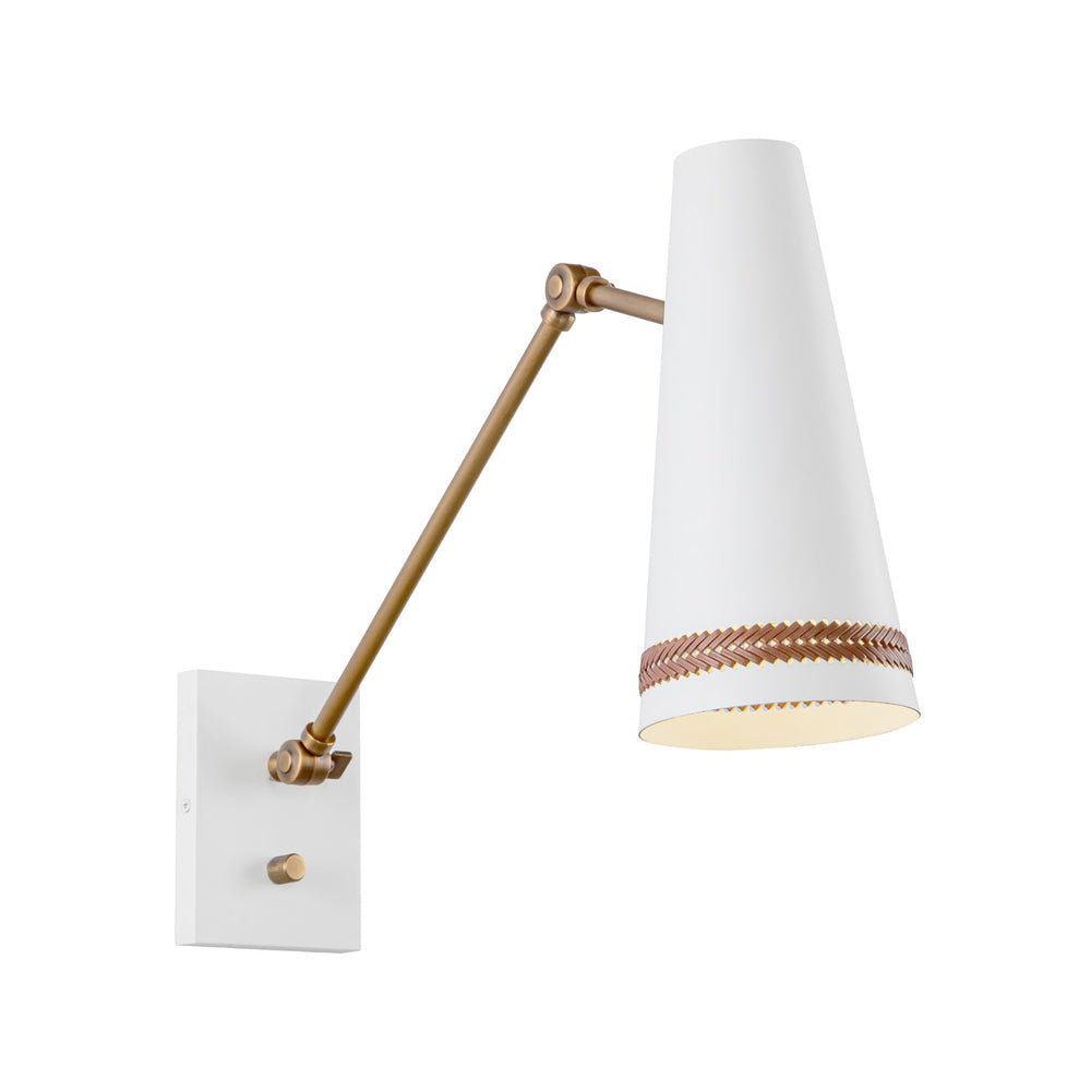 Alora Canada - One Light Wall Sconce - Brickell - Matte White/Hazelnut Leather- Union Lighting Luminaires Decor