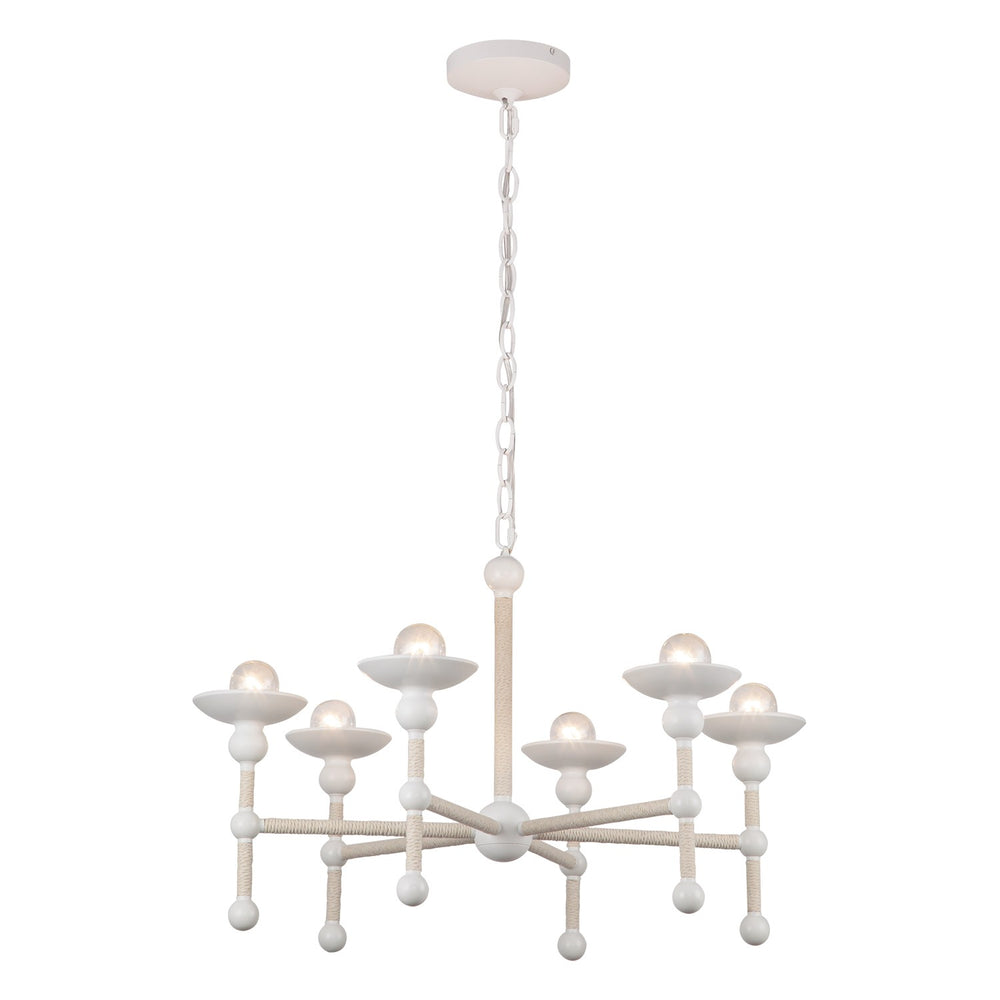 Alora Canada - Six Light Chandelier - Nadine - Matte White/Natural Cotton- Union Lighting Luminaires Decor
