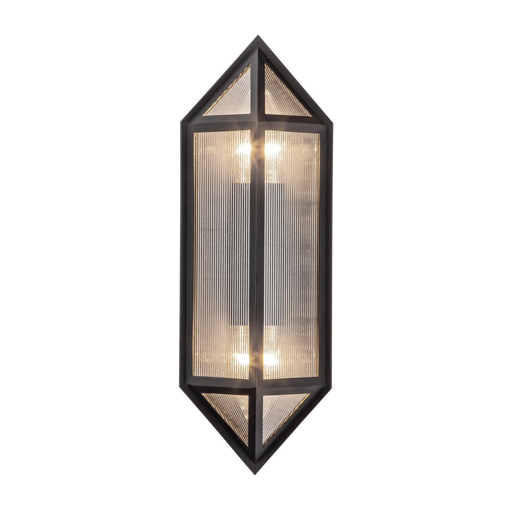 Alora Canada - Two Light Outdoor Wall Lantern - Cairo - Textured Black/Clear Ribbed Glass- Union Lighting Luminaires Decor