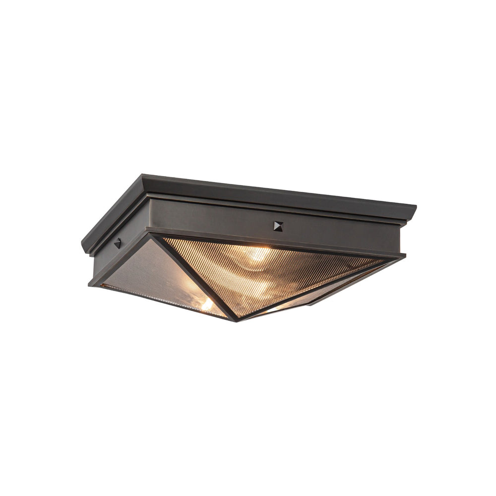 Alora Canada - Two Light Flush Mount - Cairo - Urban Bronze/Clear Ribbed Glass- Union Lighting Luminaires Decor