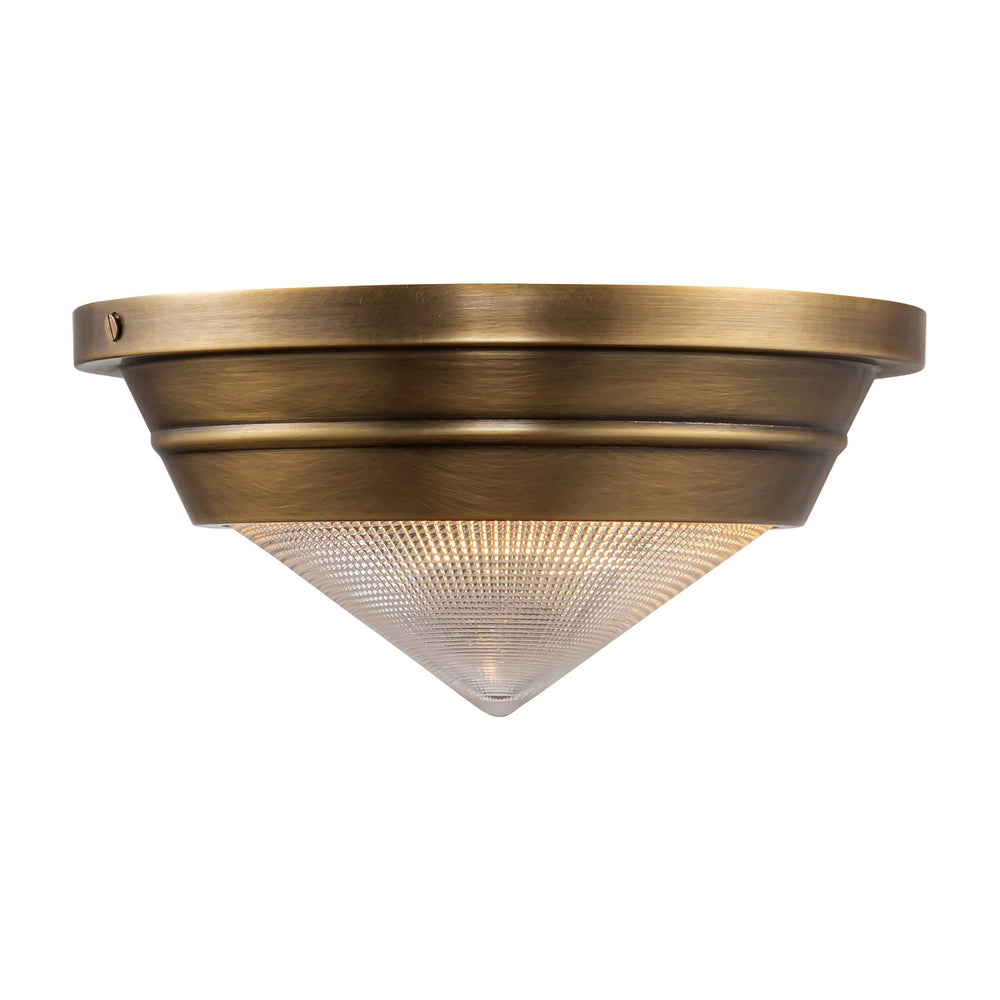 Alora Canada - One Light Flush Mount - Willard - Vintage Brass/Clear Prismatic Glass- Union Lighting Luminaires Decor