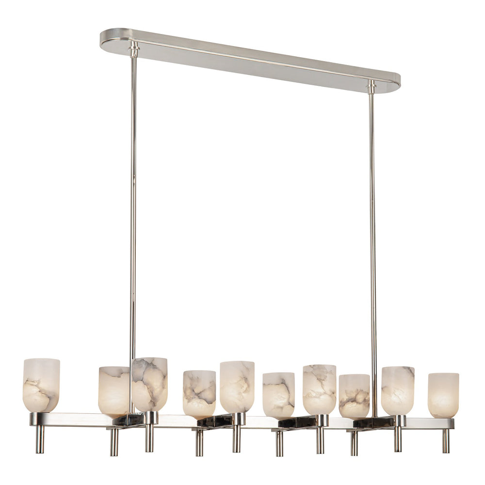 Alora Canada - Ten Light Linear Pendant - Lucian - Polished Nickel/Alabaster- Union Lighting Luminaires Decor