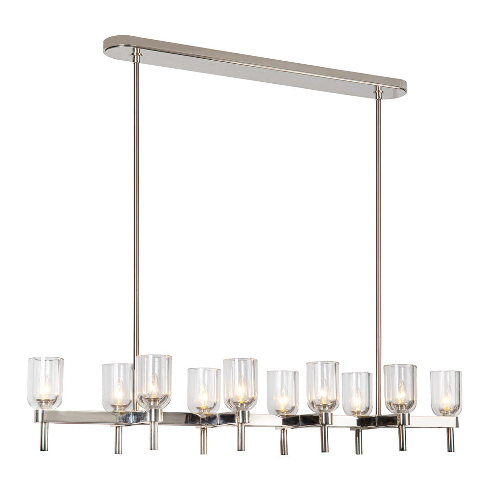 Alora Canada - Ten Light Linear Pendant - Lucian - Polished Nickel/Clear Crystal- Union Lighting Luminaires Decor