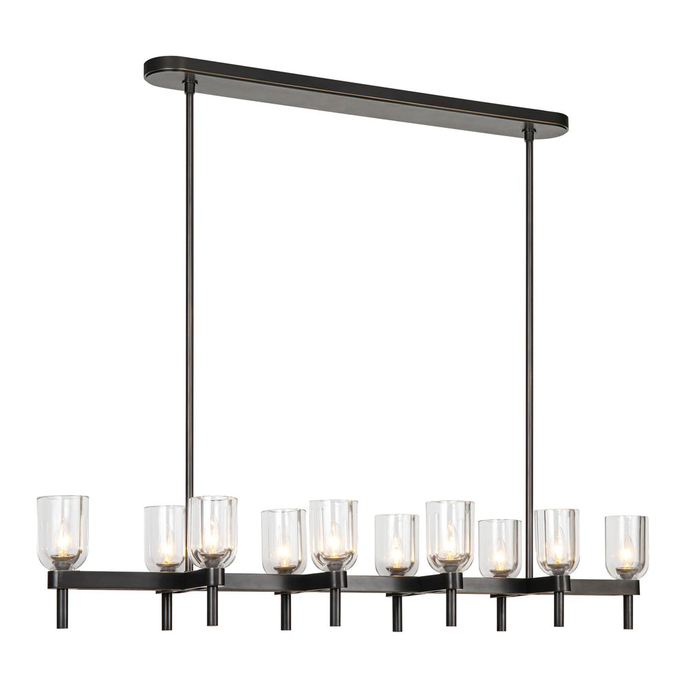 Alora Canada - Ten Light Linear Pendant - Lucian - Urban Bronze/Clear Crystal- Union Lighting Luminaires Decor