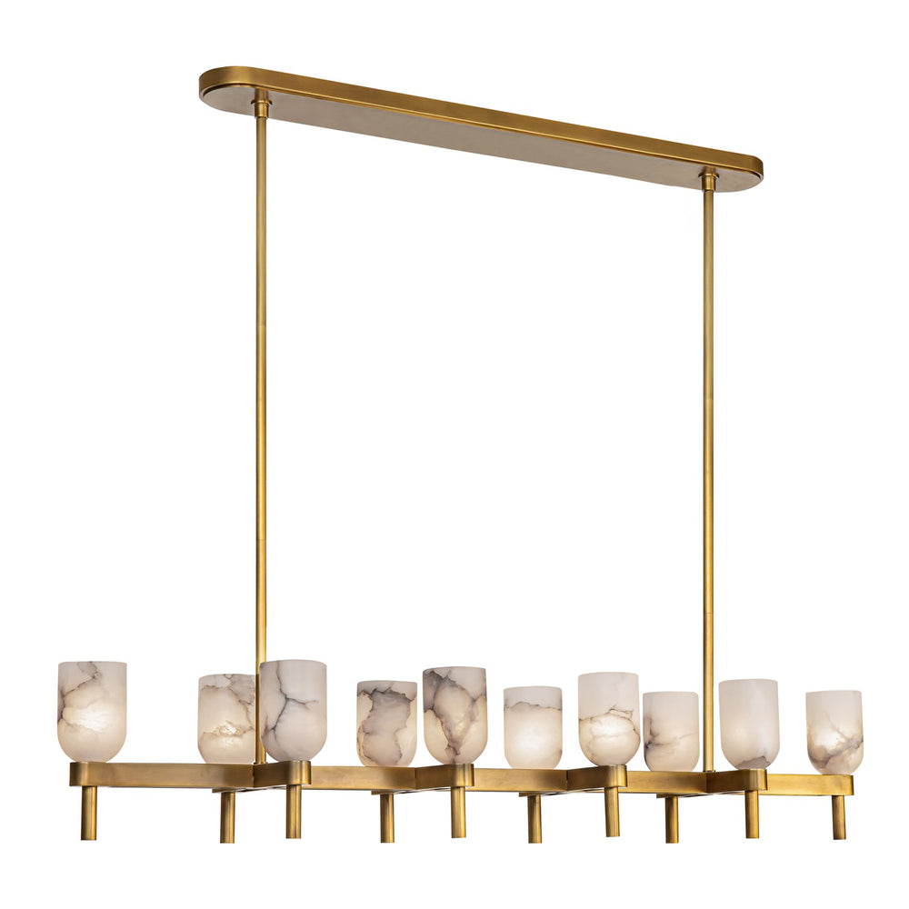Alora Canada - Ten Light Linear Pendant - Lucian - Vintage Brass/Alabaster- Union Lighting Luminaires Decor