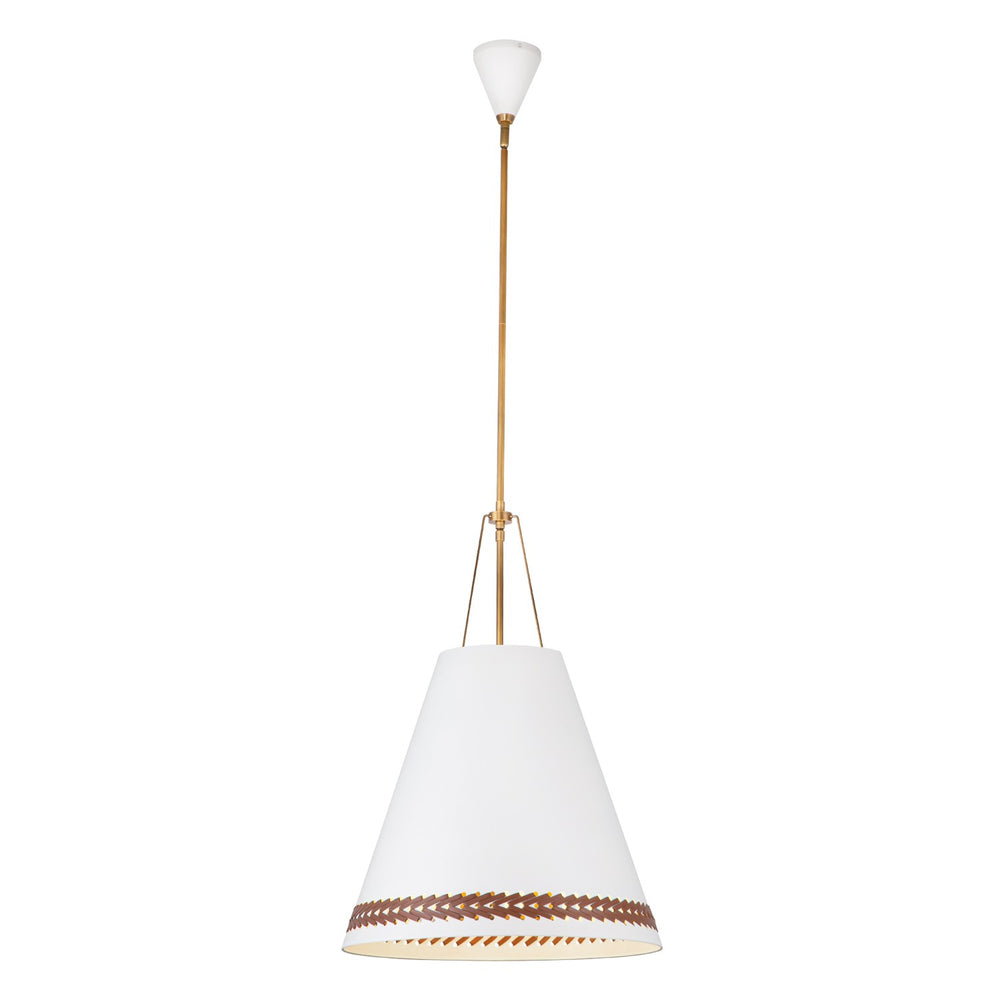 Alora Canada - Three Light Pendant - Brickell - Matte White/Hazelnut Leather- Union Lighting Luminaires Decor