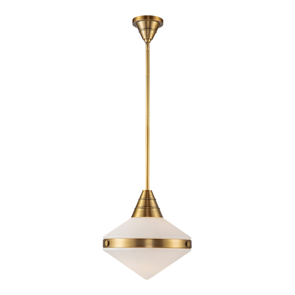 Alora Canada - One Light Pendant - Willard - Vintage Brass/Matte Opal Glass- Union Lighting Luminaires Decor