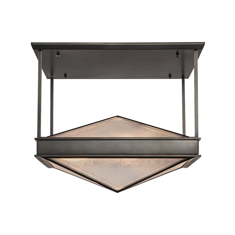 Alora Canada - Four Light Semi Flush Mount - Cairo - Urban Bronze/Clear Ribbed Glass- Union Lighting Luminaires Decor
