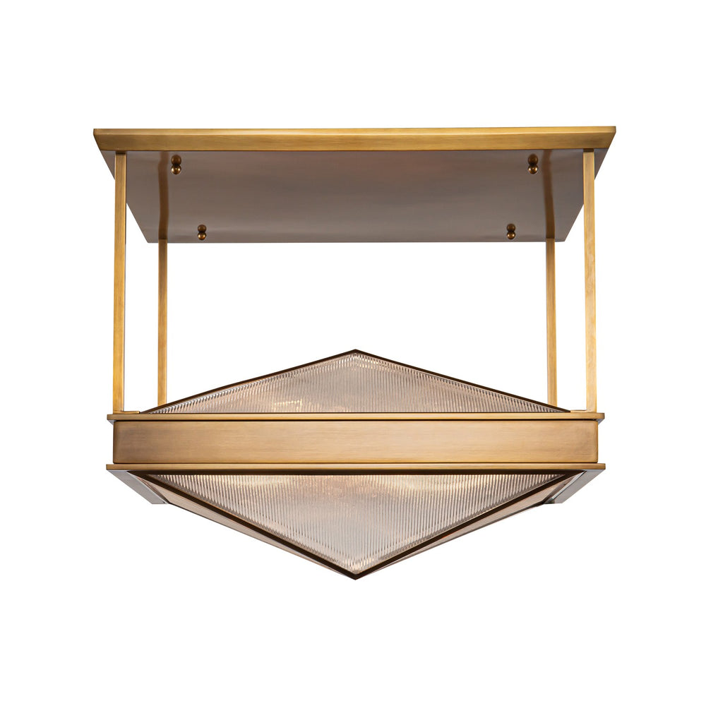 Alora Canada - Four Light Semi Flush Mount - Cairo - Vintage Brass/Clear Ribbed Glass- Union Lighting Luminaires Decor