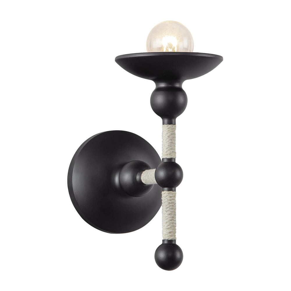 Alora Canada - One Light Wall Sconce - Nadine - Matte Black/Natural Cotton- Union Lighting Luminaires Decor