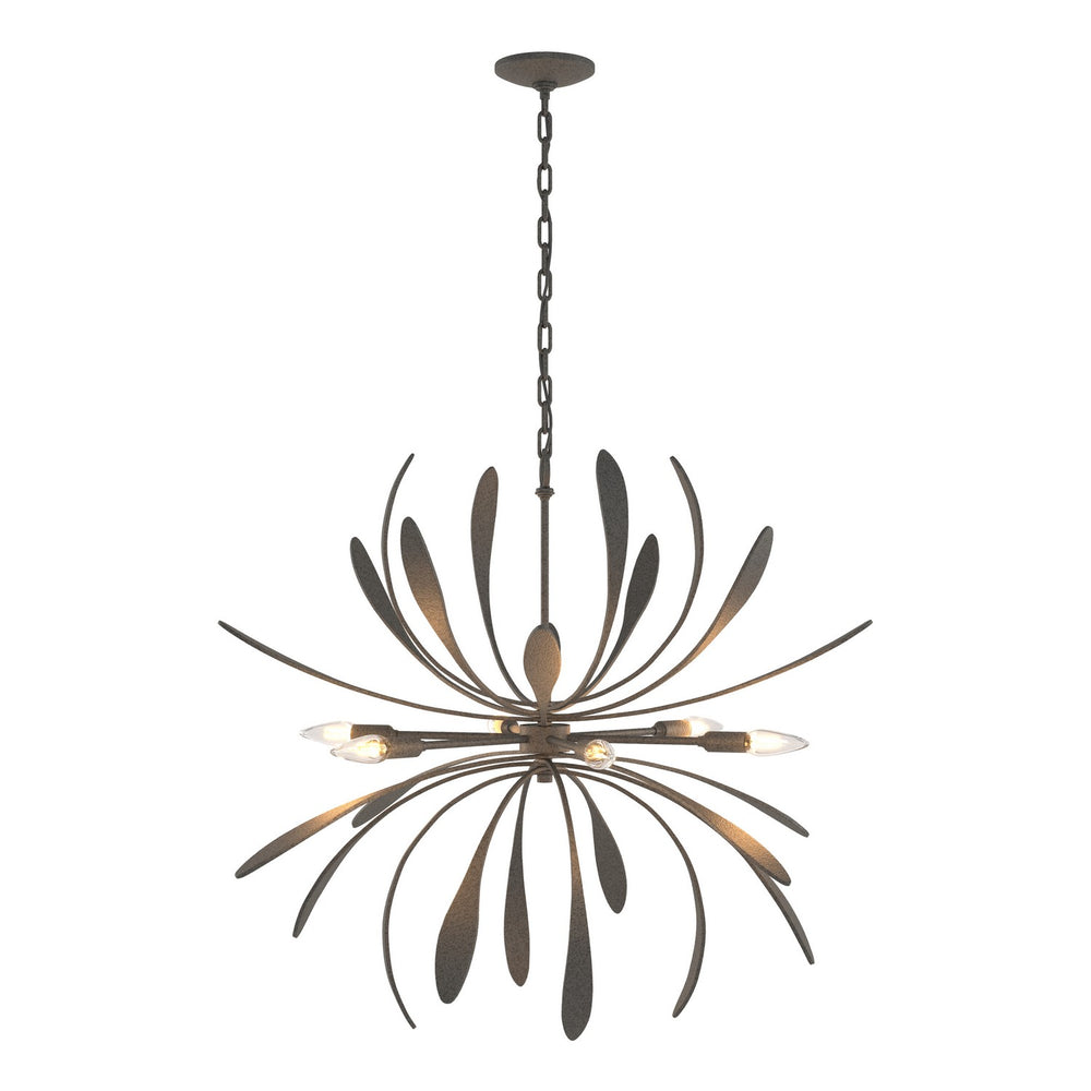 Hubbardton Forge - Six Light Chandelier - Dahlia - Natural Iron- Union Lighting Luminaires Decor