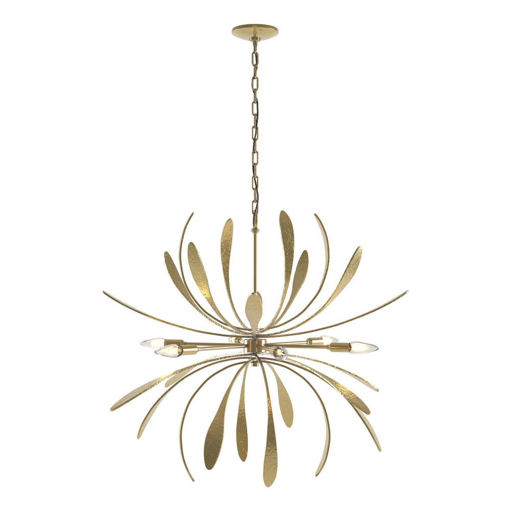 Hubbardton Forge - Six Light Chandelier - Dahlia - Modern Brass- Union Lighting Luminaires Decor