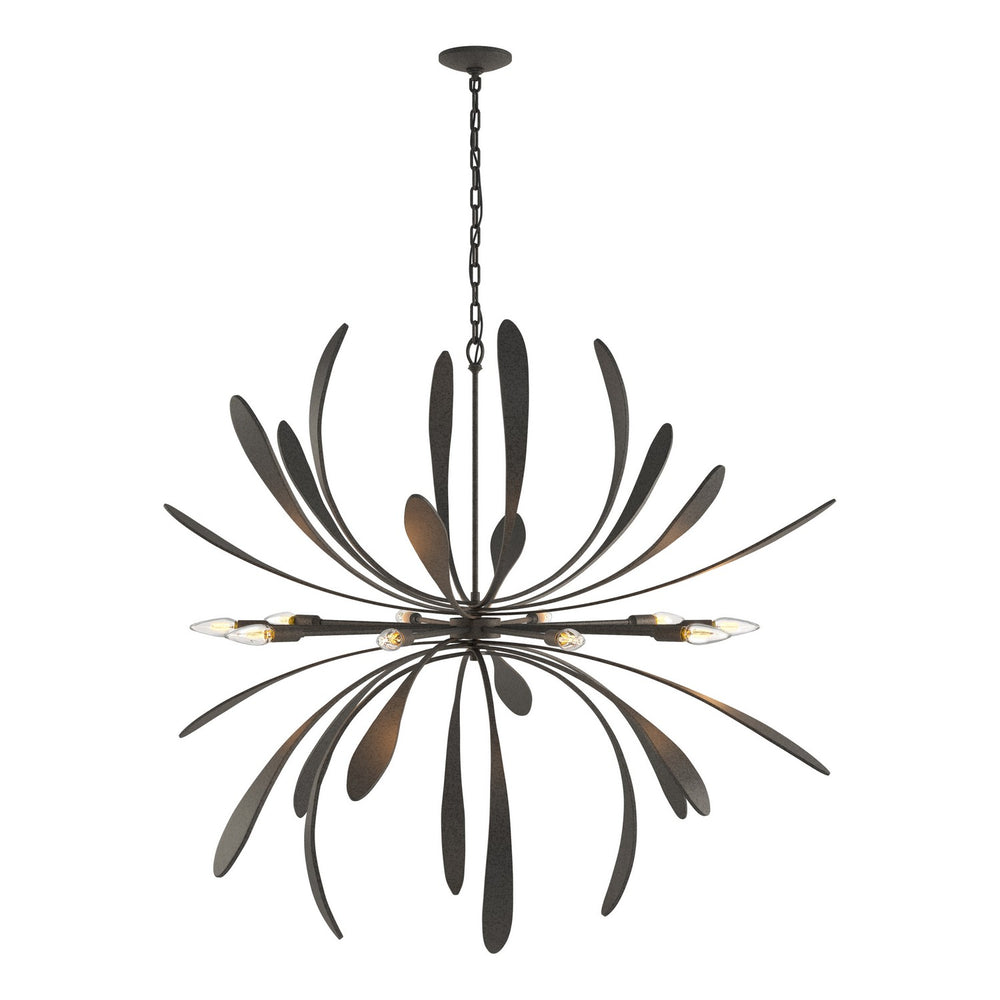 Hubbardton Forge - Ten Light Chandelier - Dahlia - Natural Iron- Union Lighting Luminaires Decor