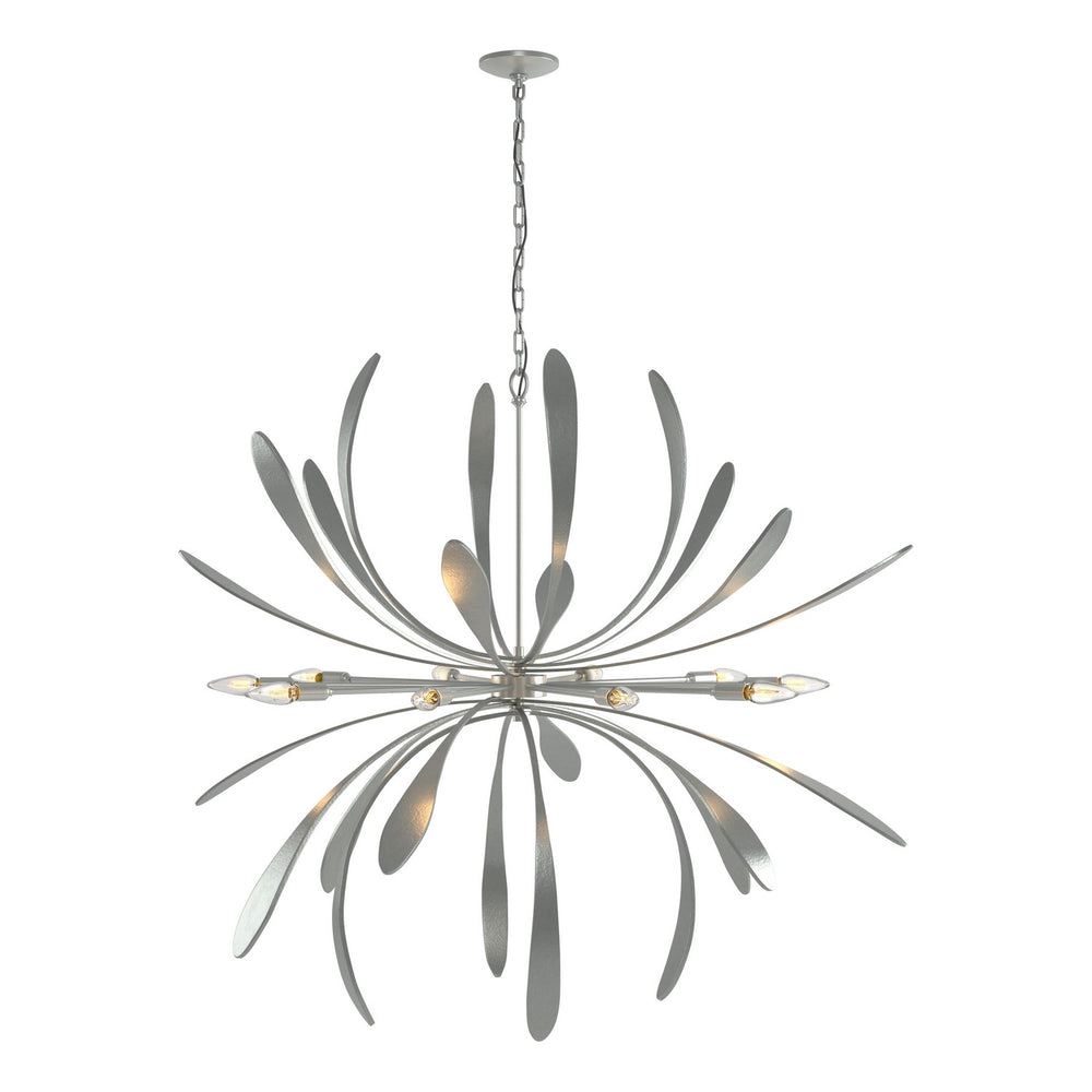 Hubbardton Forge - Ten Light Chandelier - Dahlia - Vintage Platinum- Union Lighting Luminaires Decor