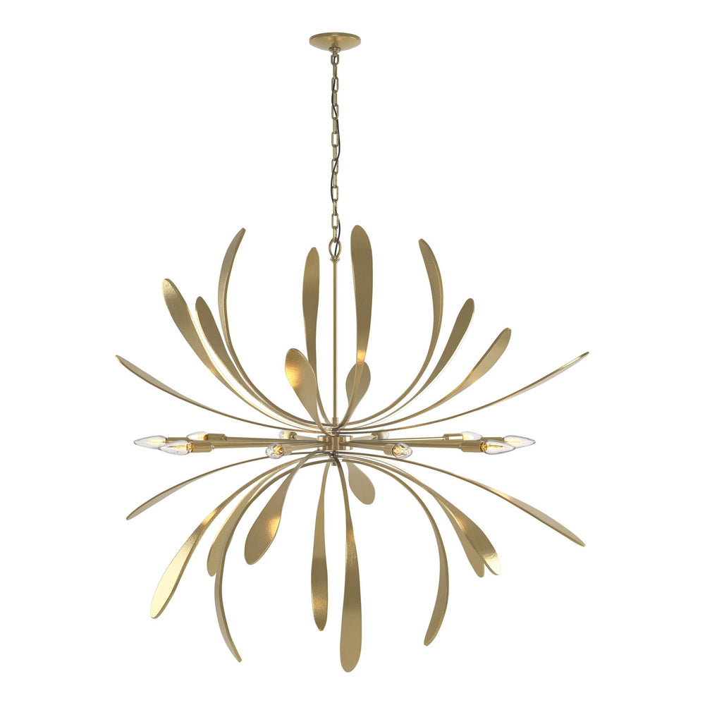 Hubbardton Forge - Ten Light Chandelier - Dahlia - Modern Brass- Union Lighting Luminaires Decor