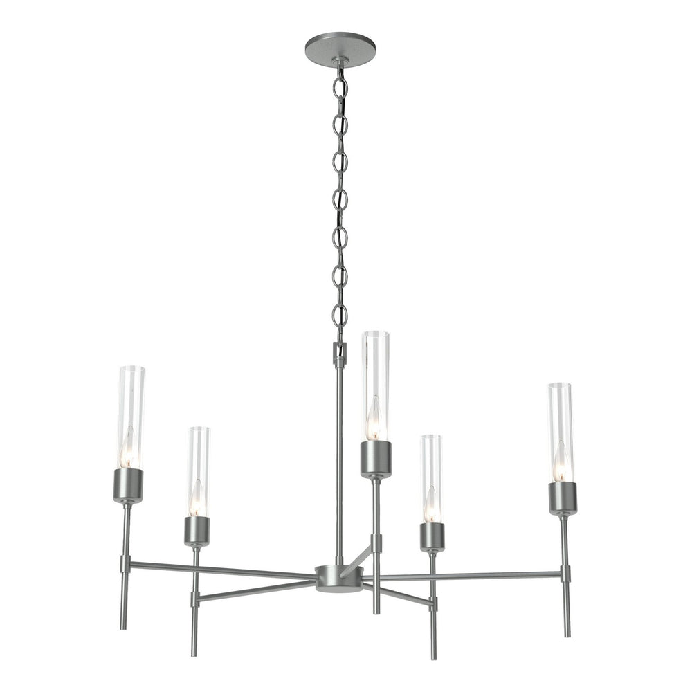 Hubbardton Forge - Five Light Chandelier - Vela - Vintage Platinum- Union Lighting Luminaires Decor