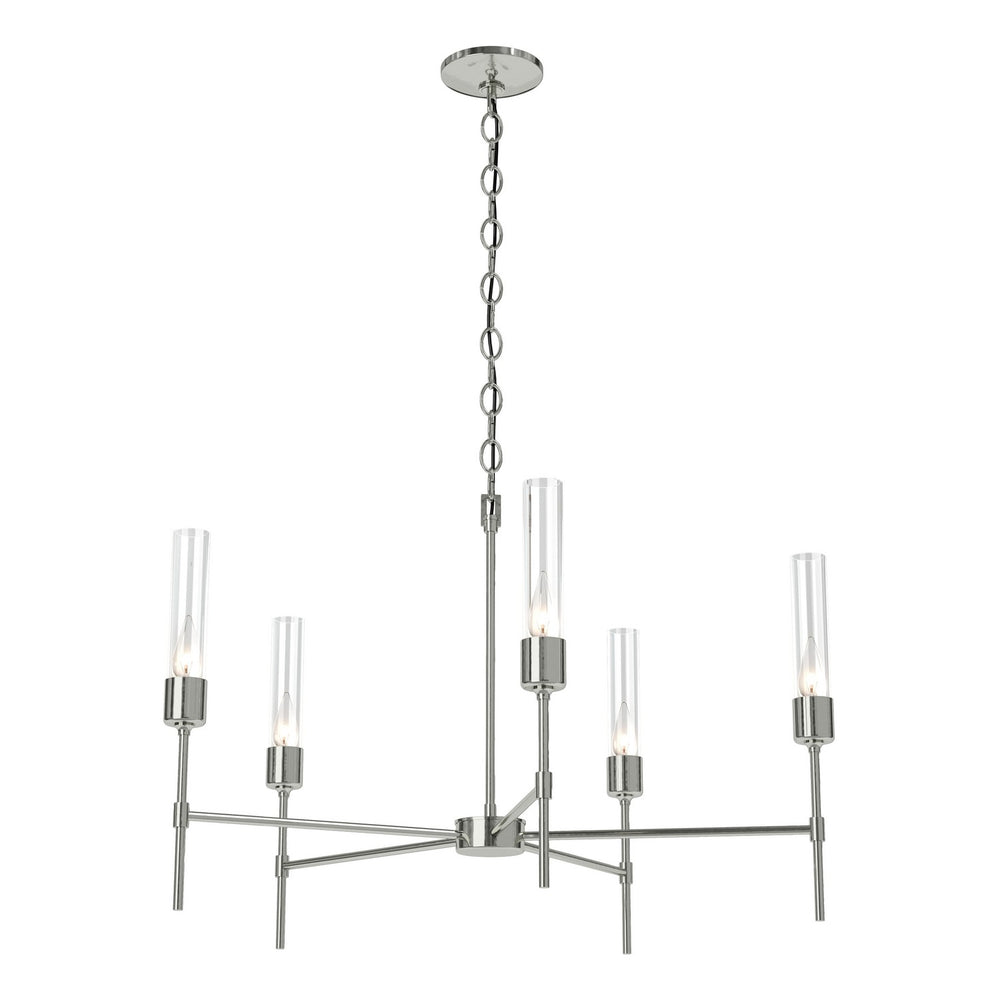 Hubbardton Forge - Five Light Chandelier - Vela - Sterling- Union Lighting Luminaires Decor