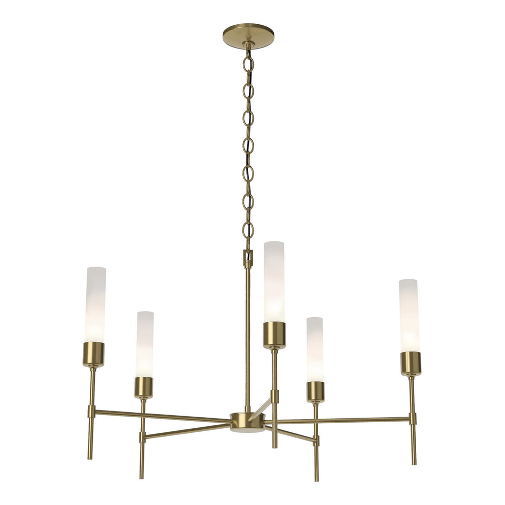 Hubbardton Forge - Five Light Chandelier - Vela - Modern Brass- Union Lighting Luminaires Decor