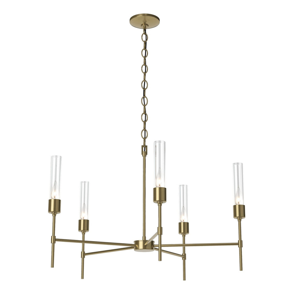 Hubbardton Forge - Five Light Chandelier - Vela - Modern Brass- Union Lighting Luminaires Decor